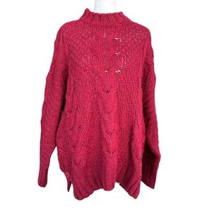 Mersea Topanga Cable Crew Sweater Wine One Size